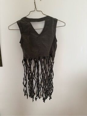 Sleeveless Ocotopus Illig Crop Top in Charcoal Gray vintage y2k rave raver